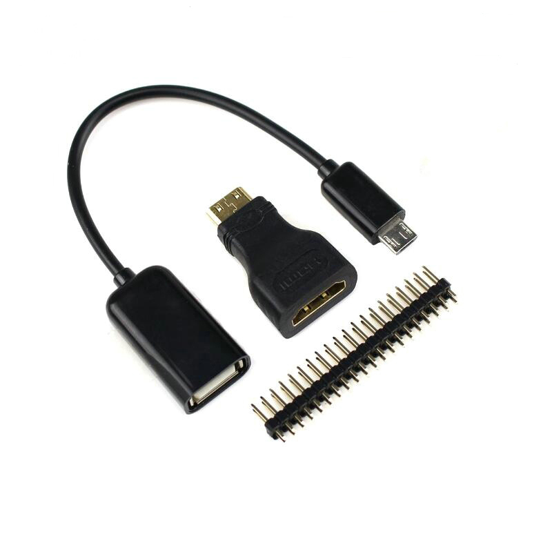 Raspberry Pi Zero Mini-HDMI Male to HDMI Female + Micro USB to USB  + Male GPIO