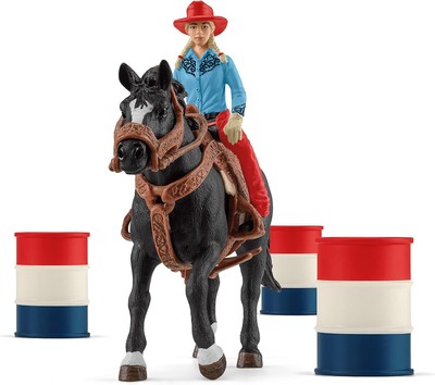 Schleich Farm World 3-Barrel Rodeo Racing Playset - Cowgirl Toy... 