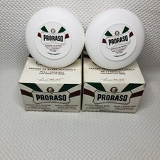 New lot Of Two PRORASO Sapone Da Barba White Shaving Soap In A Bowl w/ Green Tea