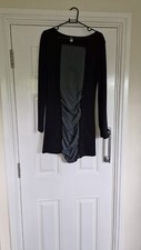 black long sleeve ruched grey panel bodycon dress, size 10