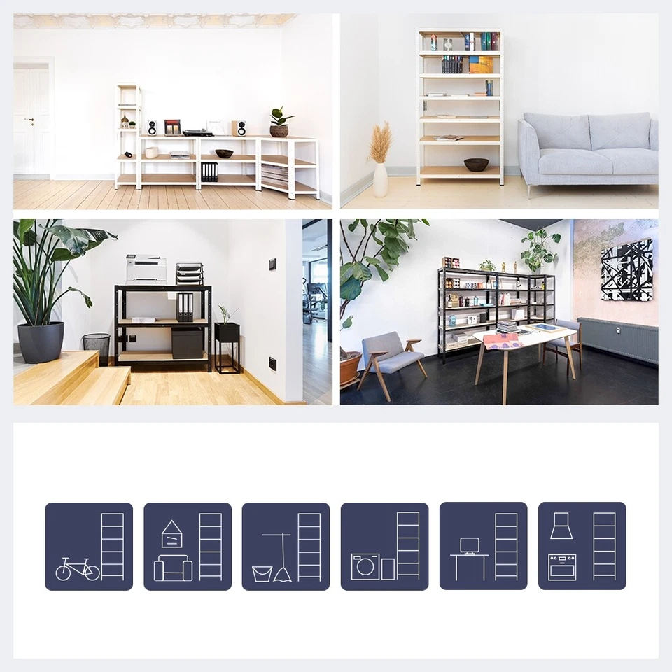 shelfplaza BLACK Metallregal Industrialstyle schwarz, 90 cm hoch, 156 Varianten - Bild 4 von 4