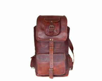 Echt Leder Vintage Laptop Rucksack Backpack Reise Wandern Handgepäck Tasche