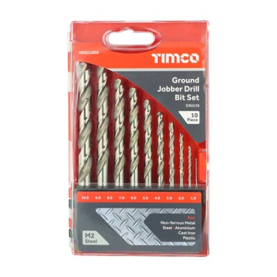 Timco 10tlg Ground Jobber Bohrer Set - HSS Schnellarbeitsstahl Metallbohrer