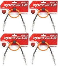 4 Rockville RCGT1.5O 1.5' 1/4" TS to 1/4'' TS Guitar/Instrument Cable