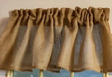 Burlap Valance, Rustic, 52"W X 15"L Primitive, Farmhouse Decor, Custom options