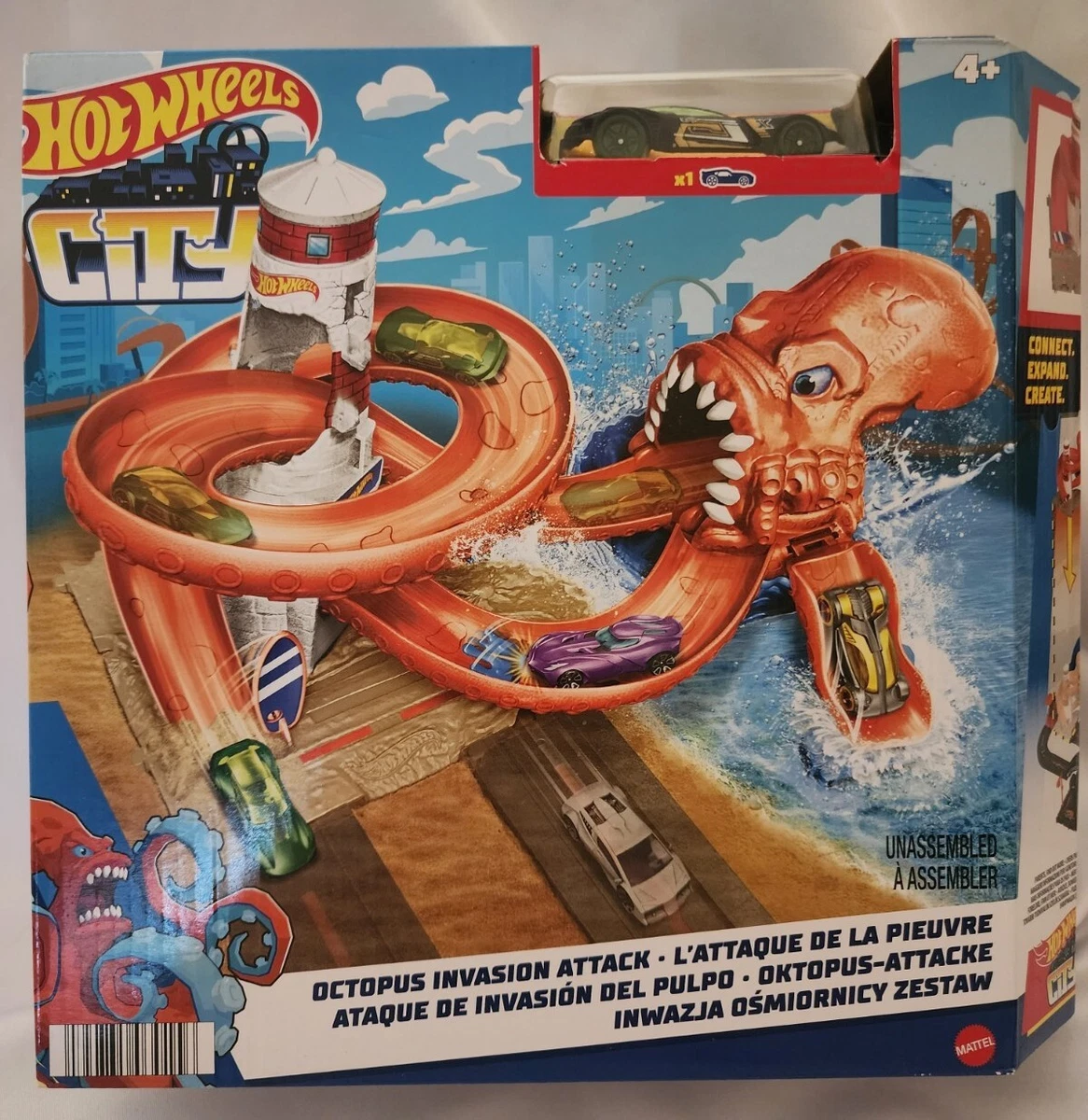 Hot Wheels City Pista Ataque do Polvo com Carrinho - HDR29 HDR31