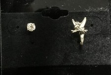 Walt Disney Tinkerbell 14K Gold Earrings 585 and 14K Diamond Stud earring set