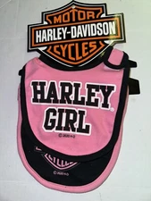 Harley-Davidson Baby Girl Bar & Shield Pink & Black Bib 2-pack Set New