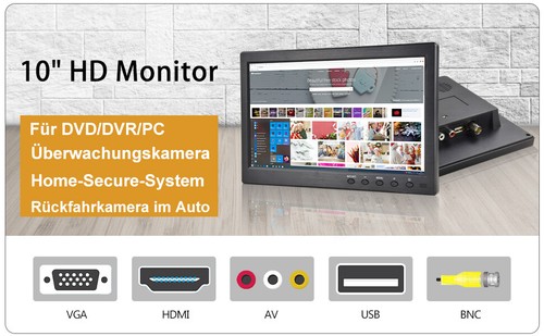 10.1 Zoll Monitor PC Bildschirm 1080P mit HDMI USB BNC AVI VGA für Gaming PC TV - Bild 12 von 12