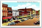 Postcard PA Ridgway Elk County Main Street Business Section Old Cars Stores AH18