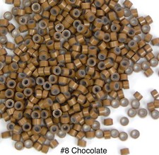 500 Silicone Micro Link Rings 5mm Lined Beads Hair Extensions Tool Chocolate