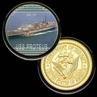 U.S. United States Navy | USS Proteus AS-19 | Gold Plated Challenge Coin