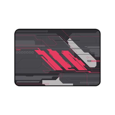 Red Cybernetic Desk Mat, Mouse Pad, Gaming Office Decor, Computer Desk