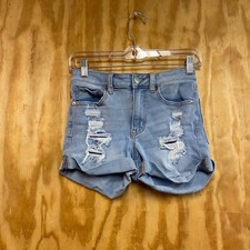 Aeropostale Women's High Rise Midi Shorts Casual Light Blue Wash Size 2