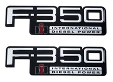 2 (New) Set Chrome For 83-94 F350 International Diesel Power Fender Side Emblem