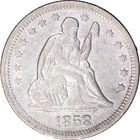 1858 25c Seated Liberty Quarter ~ VF Details
