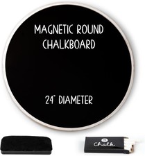 Large Round Magnetic Chalkboard with Wooden Frame for The Home Office, 24"x...