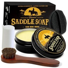 Saddle Soap 4PC Leather Care Kit   All-Natural 3.52oz Leather Cleaner 