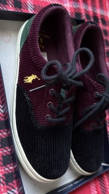 Polo Ralph Lauren Keaton Unisex Kids US 5 Burgundy/Black Corduroy Sneakers