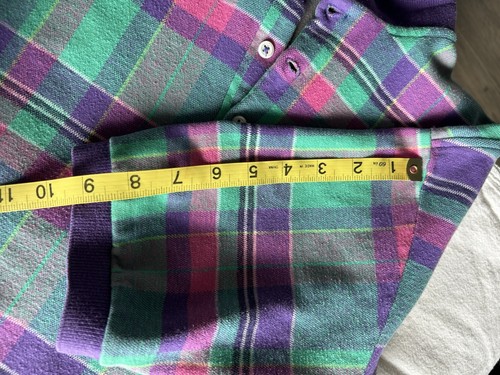 Polo by Ralph Lauren Mens M Vintage 90’s Polo Shirt Pastel Purple Green Plaid - Afbeelding 10 van 11