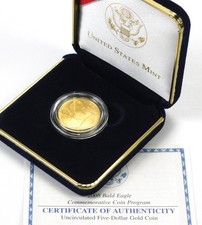 2008 US Mint Bald Eagle Commemorative $5 Gold Coin UNC Box COA
