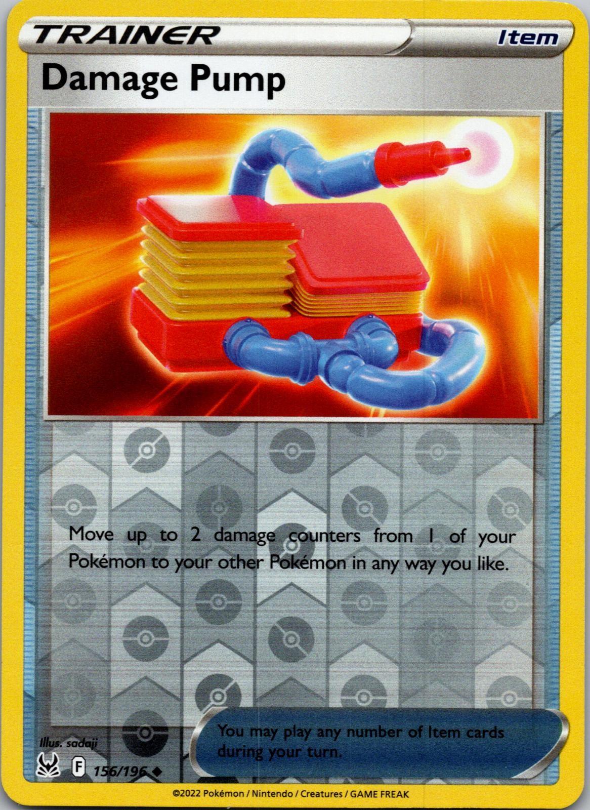 Damage Pump 156/196 Uncommon Lost Origin Pokemon Reverse Holo Near Mint