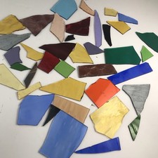 Assorted Lot of Stained Glass Cut Offs And Scraps 1 Lb Arts And Crafts Supplies