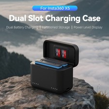 Dual Slot Battery Charger Case for Insta360 X5 Camera Fast Charging Box Portable