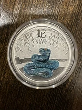 2025 25c Silver Australia Lunar Year Of The Snake Colorized Blue 1/4 oz .9999 