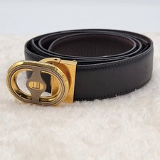 Dunhill Leather Belt Gold Buckle 106cm 2.8cm Wide Formal Accessory Mens