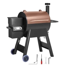Wood Pellet Grill Smoker Outdoor Electric BBQ Grills 575 Sq.in Cook Area