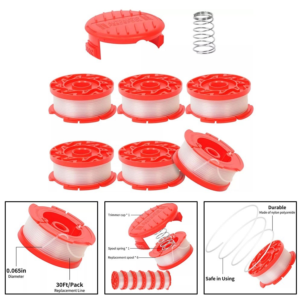 Efficient Cutting with For Craftsman String Trimmer 6 Spools + Cap + Spring