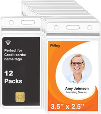 Clear ID Holder for Lanyard - ID Card Holder Waterproof Inches, 2.25 x 3.5 Vert