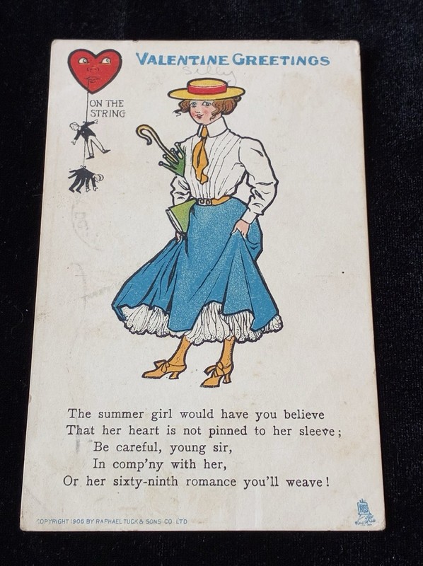 Vintage 1906 Tuck’s ON THE STRING Valentine Postcard Series No 6 1 Cent Franklin