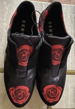 DKNY Sneaker 9.5 Women  s Shoes Black Rose nylon walking designer