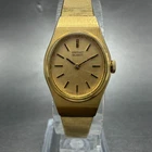 Seiko Watch Women 18mm Gold Dial Gold Tone Oval 1400-8209 New Battery Vintage