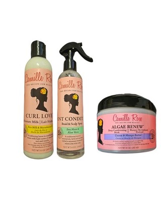 Camille Rose Curl Love Leave-In Conditioner & Algae Renew Mask & Neuwertig