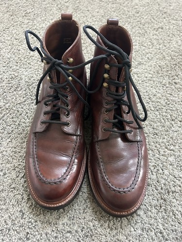 J.Crew Kenton Pacer Size 9.5 Brown Leather Moc Toe Boots Alden -Look-a-Like