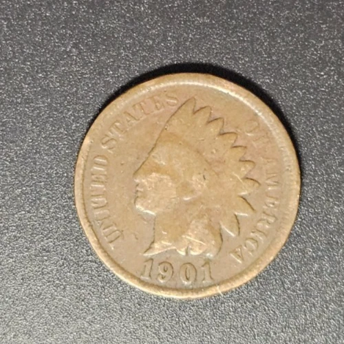 1901 Indian Head Penny One Cent 1c Coin  #AB018