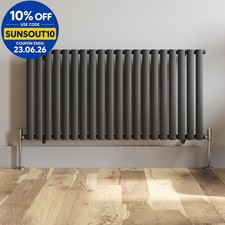 Anthracite Designer Radiator Horizontal Oval Column Single Panel Rad 600x1200mm