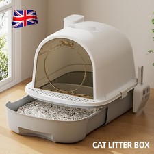 UK Extra Large Hooded Cat Litter Box Fully Enclosed Anti Splashing Tray & Potty