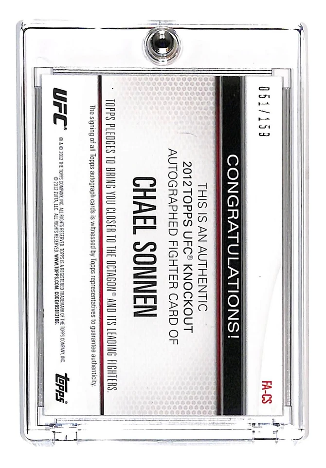 2012 Topps UFC Knockout #FA-CS Chael Sonnen Auto Autograph 51/159 - Image 2 of 2