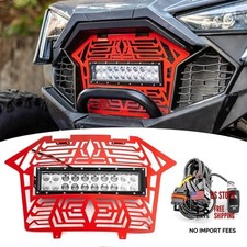 UTV Front Mesh Grille/fascia grill with 11" Dual Row Straight Light Bar