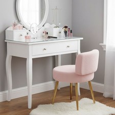 Boucle Dressing Table Stool Bedroom Vanity Chair Makeup Stool Bedroom Pink Seat