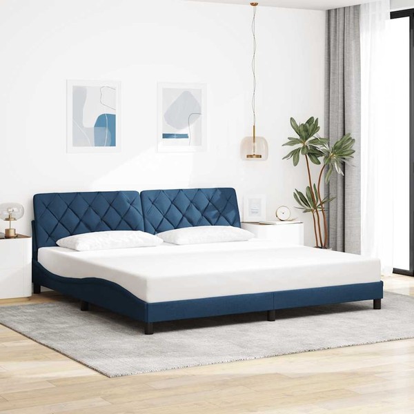 Bettgestell Ohne Matratze Blau 200X200 Cm Stoff-image