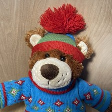 2009 Mary Meyer Holiday Bear In Knit Sweater   Hat , 16 Inch Super Soft Plush