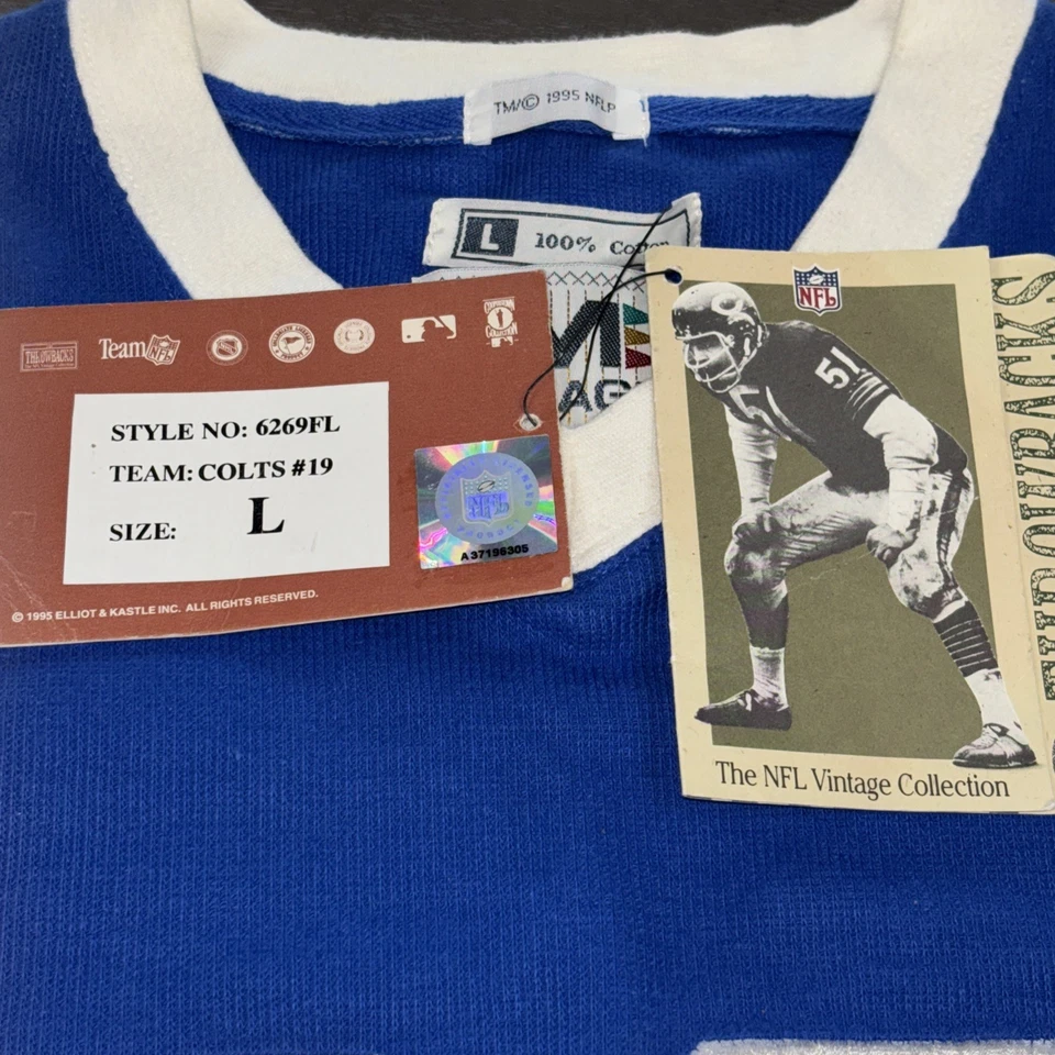 Camiseta deportiva retro Johnny Unitas #19 firmada 1970 vintage manga larga JSA LOA Foto 3 de 4
