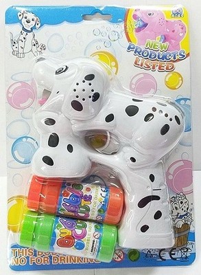 FLASHING LIGHT UP DOG BUBBLE GUN w/ BARKING SOUND MACHINE BLOWER TOY 2 BOTTLES 