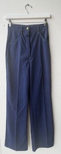 VINTAGE NEW 1960's Blue Twill Jeans Bell Bottom Nylon Pants Size 10