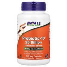 Now Foods Probiotic-10 25 Billion 100 Veg Capsules Dairy-Free, Gluten-Free, GMP